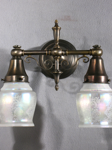 Double Sconce with Iridescent Shades